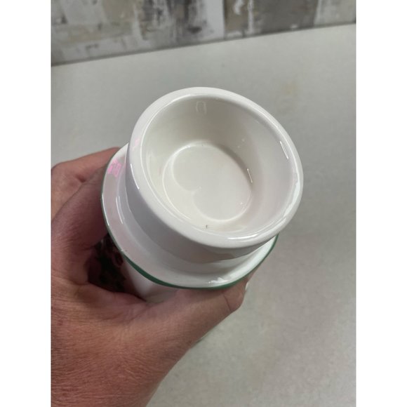 White Christmas Ceramic Holly Berry Votive Pillar Candle Holder Japan - Picture 9 of 12